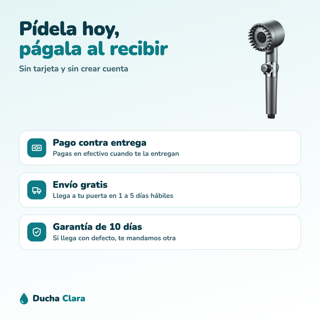 Regadera con filtro y 3 modos de masaje
